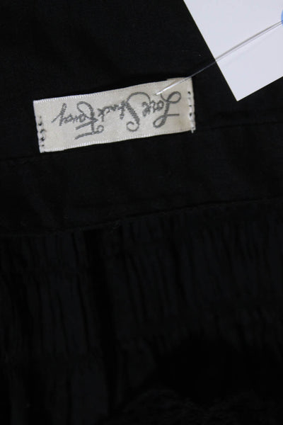 Love Shack Fancy Womens Side Zip Smocked Mini A Line Skirt Black Cotton Size 1