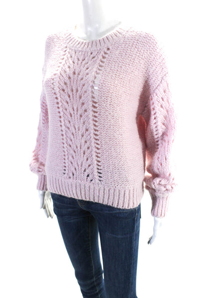 & Other Stories Womens Textured Knit Long Sleeve Round Neck Sweater Pink Size S