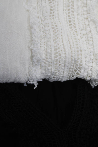 Eberjey Womens V-Neck Textured Long Sleeve Pullover Tops Black Size S Lot 2