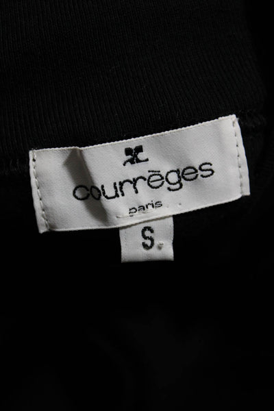 Courreges Womens Long Sleeve Mock Neck Knit Shirt Black Cotton Size Small