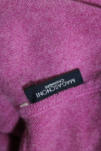 Magaschoni Womens Front Zip Drawstring Cashmere Hoodie Sweater Pink Size Small