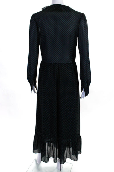 Michael Michael Kors Womens Black Polka Dot Ruffle V-Neck Shift Dress Size 2