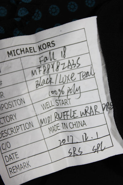 Michael Michael Kors Womens Black Polka Dot Ruffle V-Neck Shift Dress Size 2