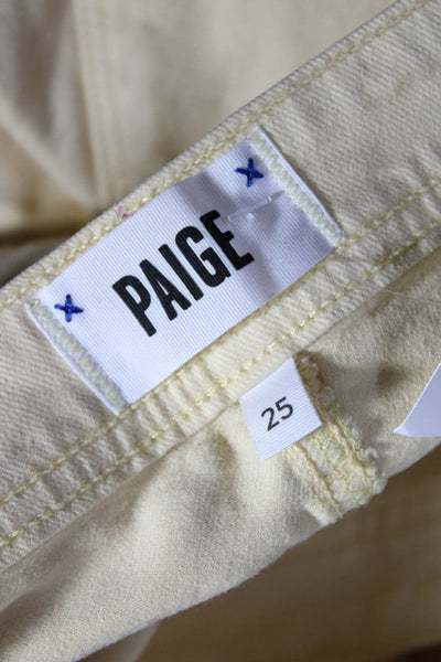 Paige Womens Pale Yellow Cotton High Rise Bootcut Claudine Jeans Size 25