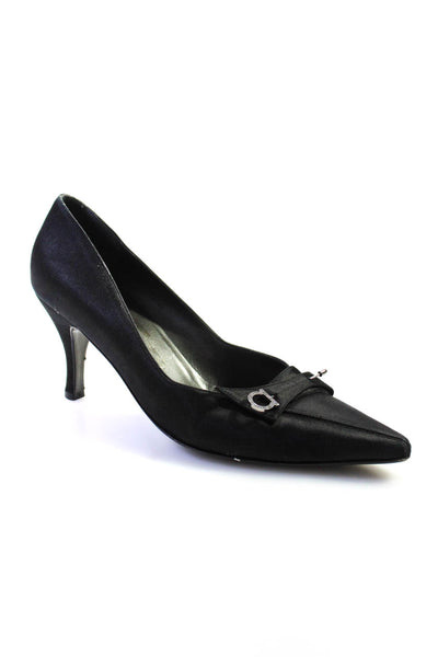 Salvatore Ferragamo Womens Black Pointed Toe Embellished Pumps Shoes Size 8.5B