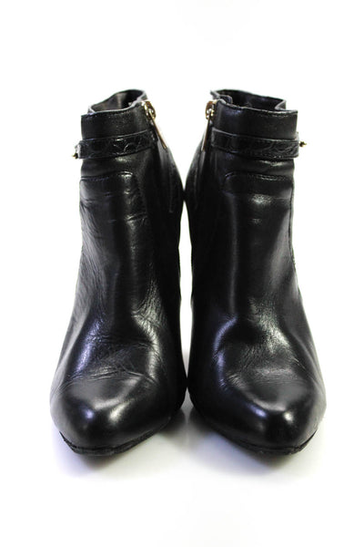 Coach Womens Leather Belted Zip Up Ankle Boots Black Size 8 B