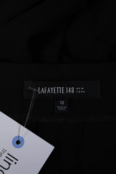 Lafayette 148 New York Womens Pleated Straight Leg Dress Pants Black Size 12