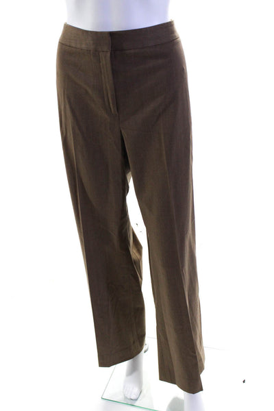 Lafayette 148 New York Womens High Rise Pleated Dress Pants Brown Wool Size 12