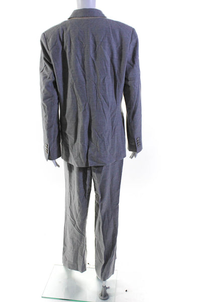 Lafayette 148 New York Womens Single Button Pleated Pants Suit Gray Wool Size 10
