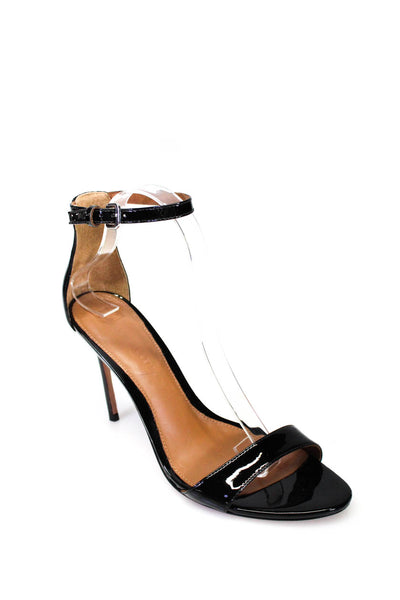 Rebecca Allen Womens Ankle Strap Open Toe Stilleto Heels Patent Leather Black 9