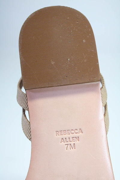 Rebecca Allen Womens Open Toe Ankle Strap Flat Leather Beige Size 7