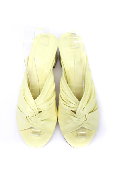 Rebecca Allen Womens Open Toe Low Block Heels Leather Yellow Size 7