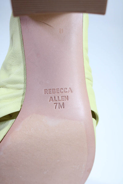 Rebecca Allen Womens Open Toe Low Block Heels Leather Yellow Size 7