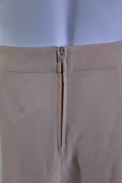 Designer Womens Wide Leg Back Zip Attached Belt Pants Beige Size Small