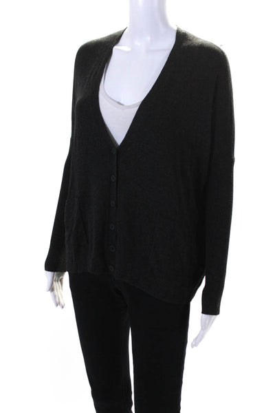 Eileen Fisher Womens Gray V-Neck Long Sleeve Cardigan Sweater Top Size XS