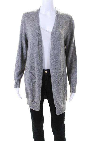 Eileen Fisher Womens Gray V-Neck Long Sleeve Cardigan Sweater Top Sz XS