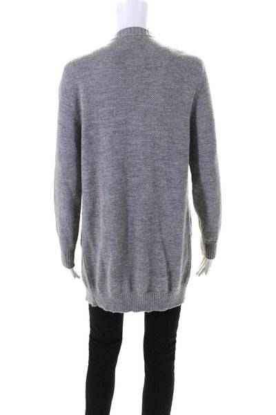 Eileen Fisher Womens Gray V-Neck Long Sleeve Cardigan Sweater Top Sz XS
