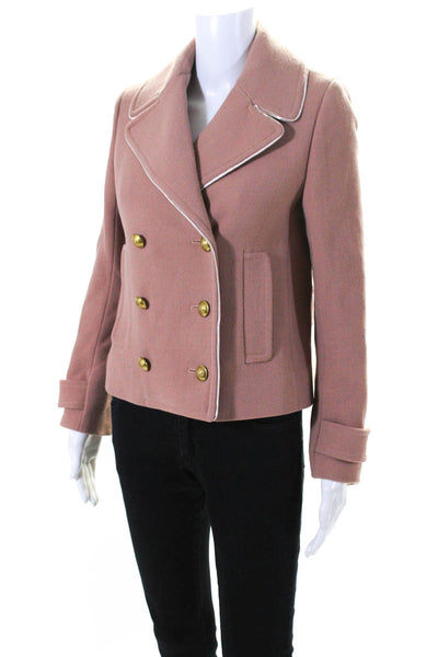 J Crew Womens Double Breasted Notched Lapel Blazer Jacket Nude Wool Size 2