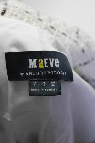 Maeve Anthropologie Womens Tweed Sleeveless Jacket White Black Size 8