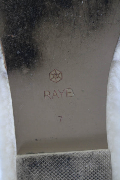Raye Womens Single Strap Shearling Slide Sandals White Size 7