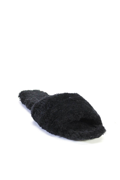 Raye Womens Single Strap Shearling Slide Sandals Black Size 7.5