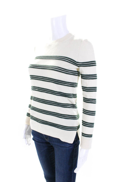Veronica Beard Jeans Womens Pullover Crew Neck Striped Sweater White Green XS