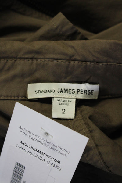 Standard James Perse Womens Green Full Zip Adjustable Waist Crop Jacket Size 2