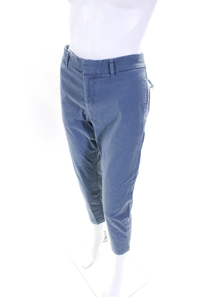 Nili Lotan Womens Dusty Blue Cotton High Rise Slim Straight Leg Pants Size 6
