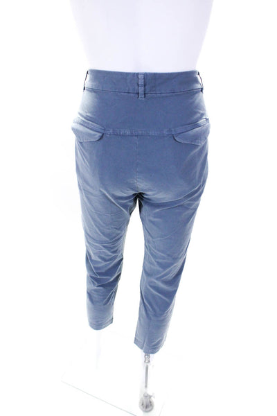 Nili Lotan Womens Dusty Blue Cotton High Rise Slim Straight Leg Pants Size 6