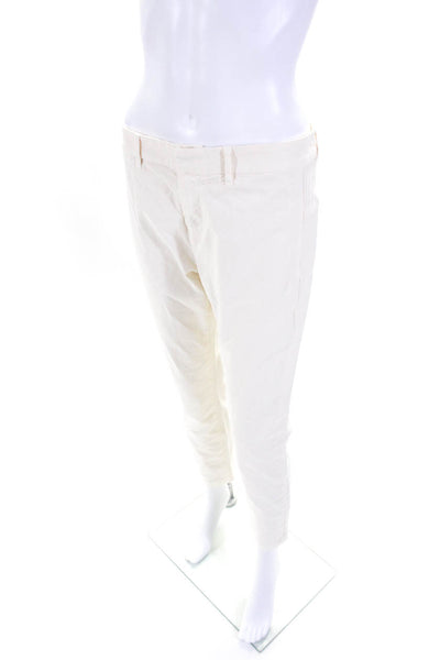 Nili Lotan Womens White Cotton High Rise Slim Straight Leg Pants Size 2