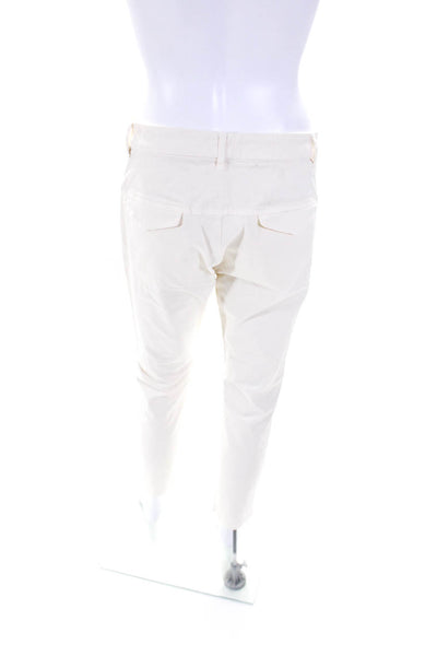 Nili Lotan Womens White Cotton High Rise Slim Straight Leg Pants Size 2