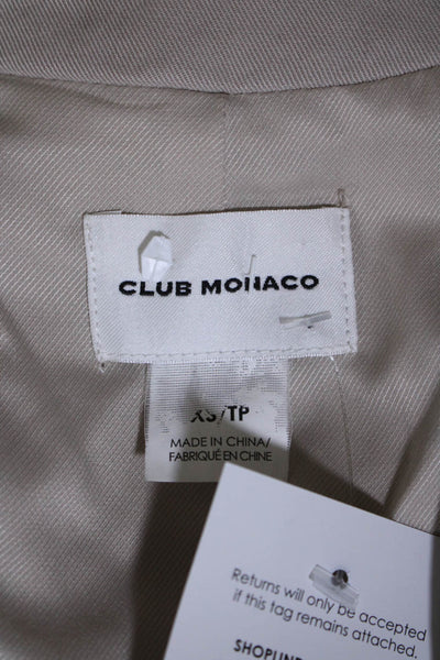 Club Monaco Womens Twill Notched Collar Asymmetrical Zip Up Vest Beige Size XS