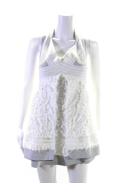 Jonathan Simkhai Women's Halter Neck Fit Flare Party Mini Dress White Size 2