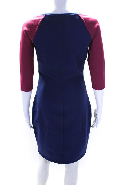 Mantu Women's Scoop Neck Short Sleeves A-Line Color Block Midi Dress Size 42