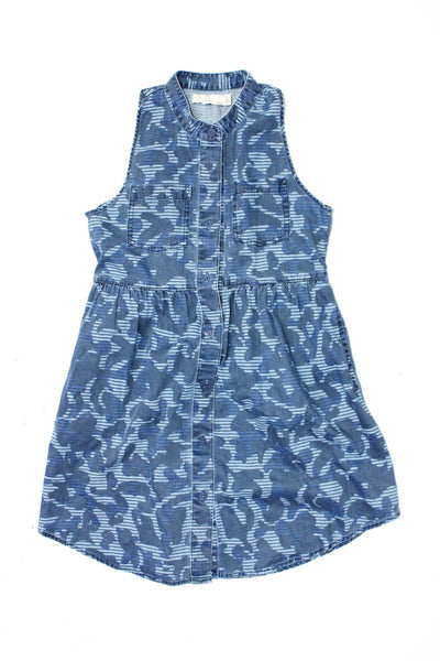 Stella McCartney Kids Giels Round Neck Sleeveless Button Down Dress Blue Size 8