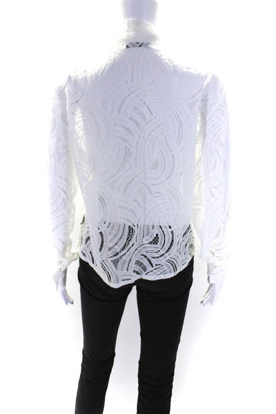 Roseanna Women's Round Neck Long Sleeves Lace Button Down Blouse White Size 38