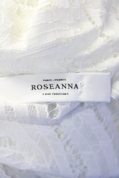 Roseanna Women's Round Neck Long Sleeves Lace Button Down Blouse White Size 38