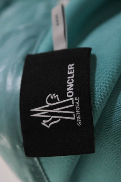 Moncler Womens Fleece Hooded Full Zipper Puffer Jacket Blue Size Medium