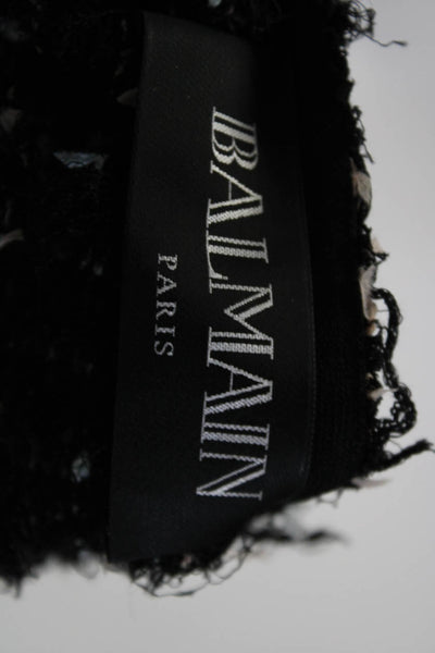 Balmain Womens Tweed Open Front Jacket Black Multi Colored Size EUR 40