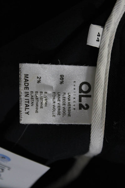 QL2 Womens Creased Straight Leg Dress Pants Black Wool Size EUR 44