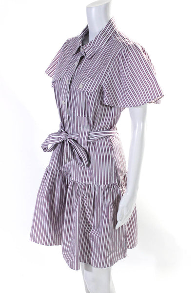 10 Crosby Derek Lam Womens Striped Belted Shirt Dress Multi Colored Size 10