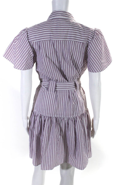 10 Crosby Derek Lam Womens Striped Belted Shirt Dress Multi Colored Size 10
