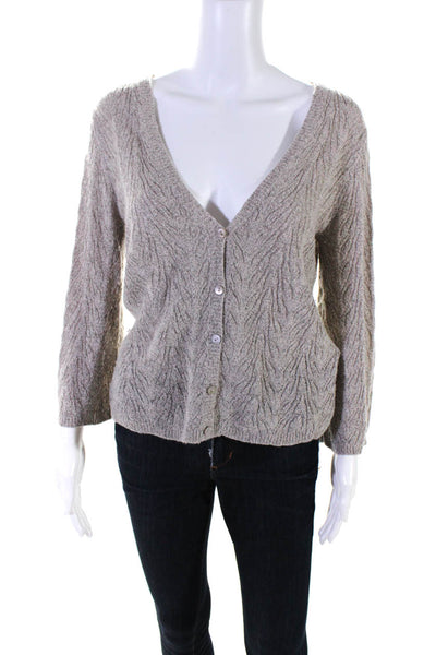 Eileen Fisher Womens Alpaca Button Down Cardigan Sweater Beige Size Extra Small