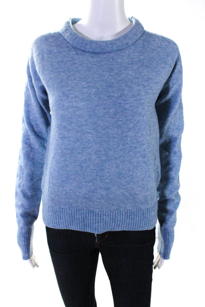 Helmut Lang Womens Wool Blend Knit Round Neck Pullover Sweater Top Blue Size S
