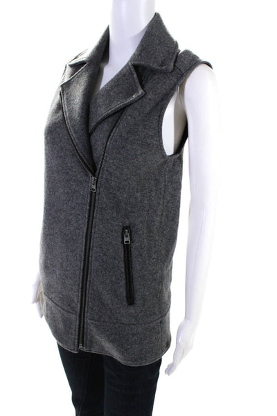 Club Monaco Womens Wool Sleeveless Asymmetric Zip Biker Vest Gray Size XS