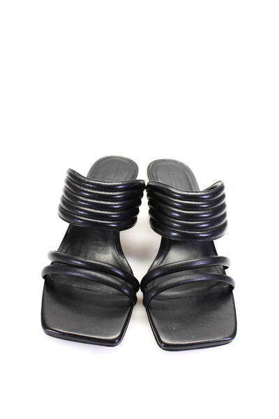Rebecca Allen Womens Leather Strappy High Heels Mules Sandals Black Size 7M