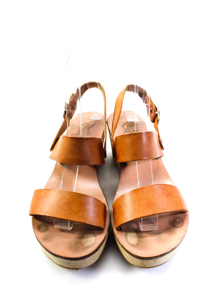 Ancient Greek Sandals Womens Wooden Wedge Ankle Strap Sandals Brown Size 37 7
