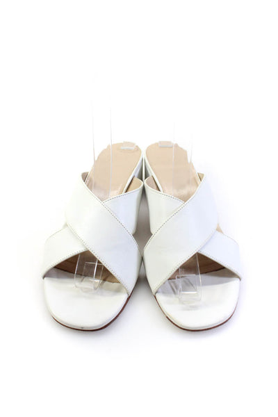 Maryam Nassir Zadeh Womens Crossover Mid Heel Mules Sandals White Size 36.5 6.5