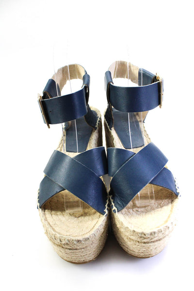 Alohas Womens Ankle Strap Espadrille Platform Wedge Sandals Navy Size 36 6