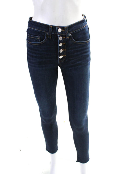 Veronica Beard Womens Cotton Denim Frayed Skinny Leg Debbie Jeans Blue Size 25